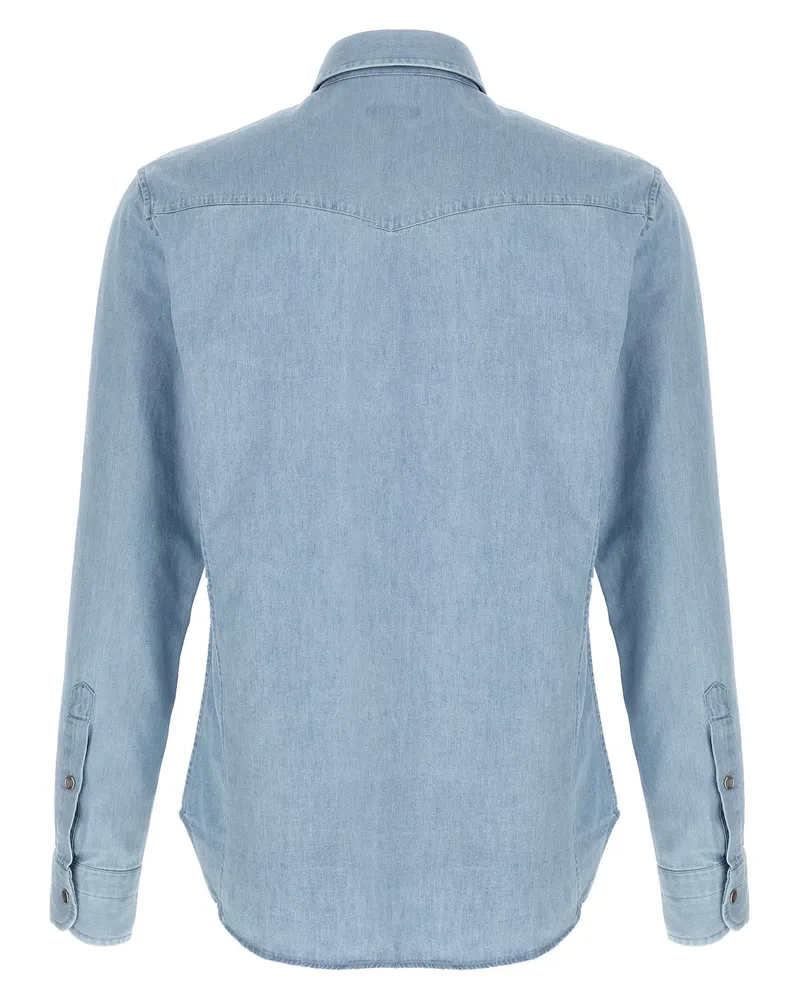 Tom Ford Chambray Denim Western Shirt — Blue Blue