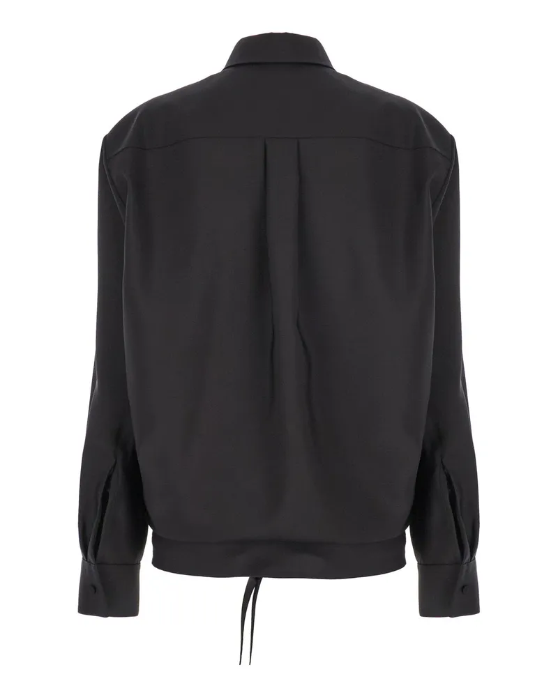 Valentino Garavani Women's Black Shirt With Hidden Closure Wool Blend Blouses Black