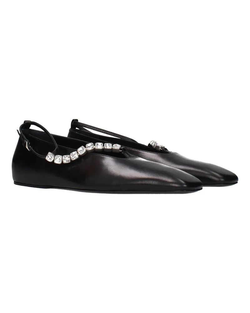 Jil Sander Women's Black Leather Ballet Flats Black