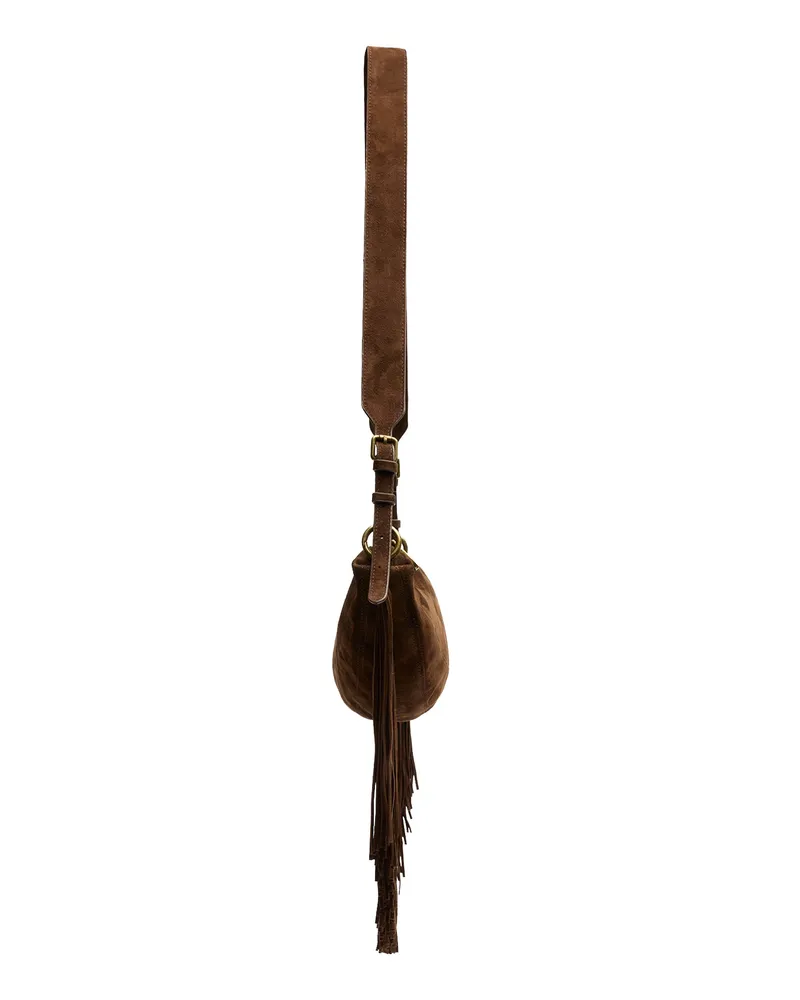 ash Astrid Fringes Suede Shoulder Bag — Brown Brown