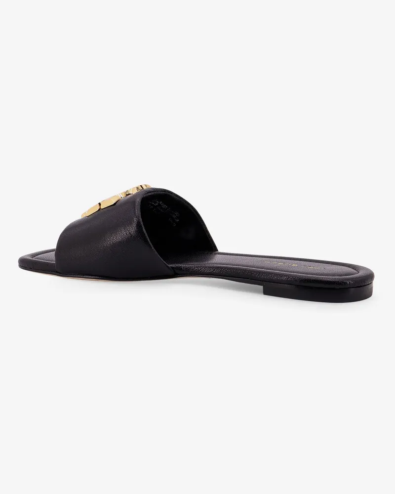 Tory Burch Women's Leather Flat Sandals Black Upper Caprine Black