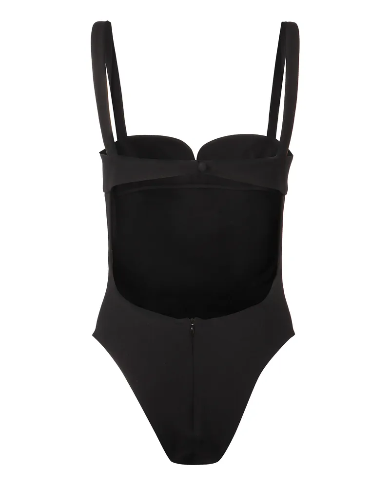 Magda Butrym Women's Wool Bodysuit With Sweetheart Neckline Black Elastane Tops Top Black