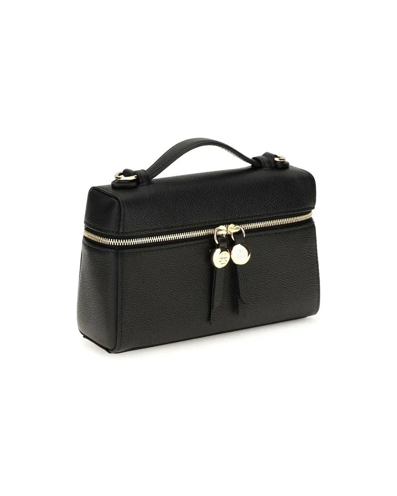 Tory Burch Women's Black Calf Leather Bos Taurus Handbag Bag Black