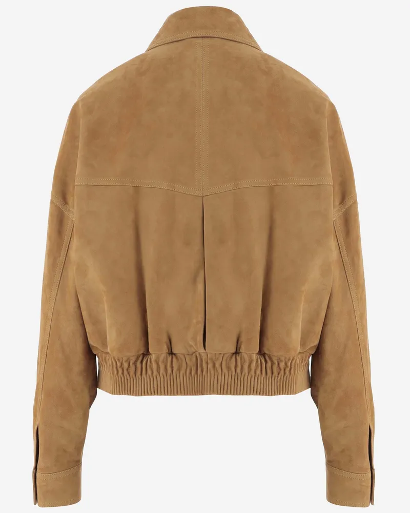 Versace Women's Suede Jacket Beige Lambskin Beige