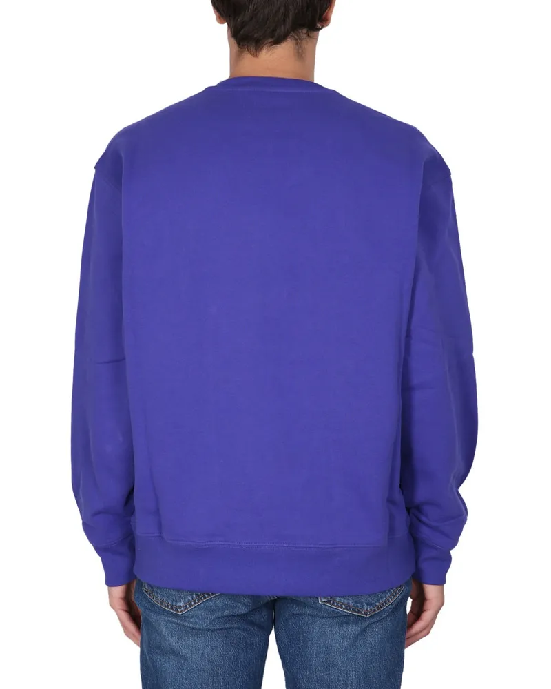 Moschino Logo Patch Cotton Sweatshirt — Blue Blue