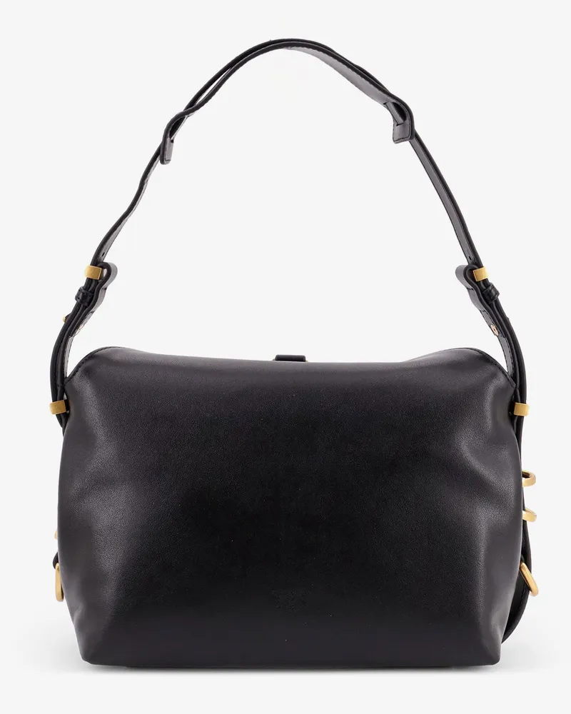 Pinko Women's Leather Shoulder Bag With Metal Logo Detail Black Black