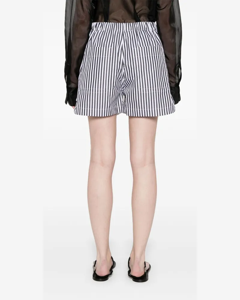 SPORTMAX Striped Cotton Shorts — Navy Navy