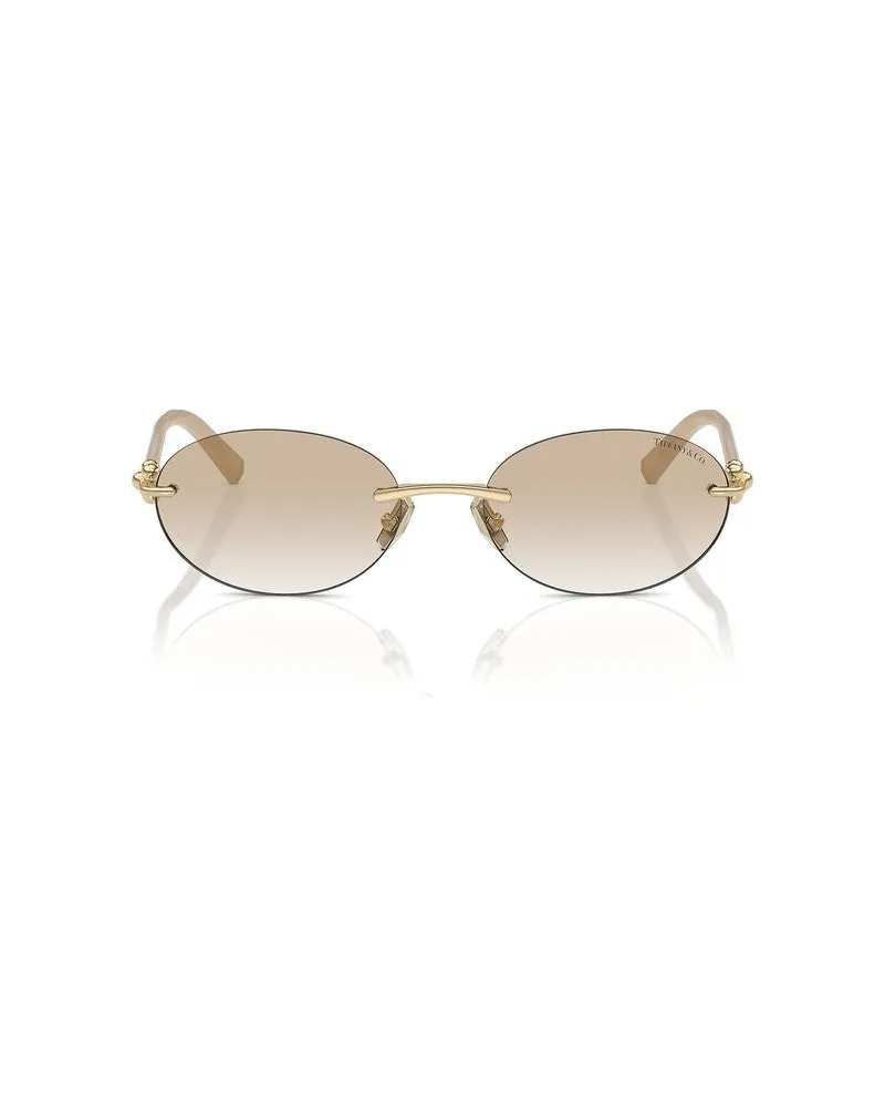 Tiffany & Co. Women's Sunglasses Light Brown-Pale Gold Metal Eyewear - Brown/pale Gold