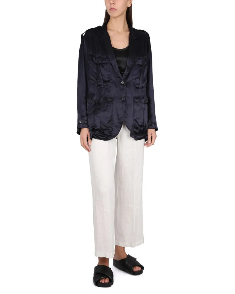 ASPESI Tooth Reves Single-Breasted Jacket — Blue Blue