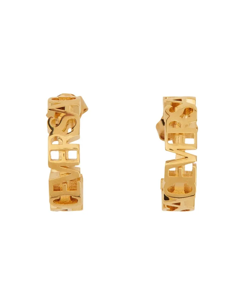 Versace Gold Brass Hoop Earrings — Gold Gold