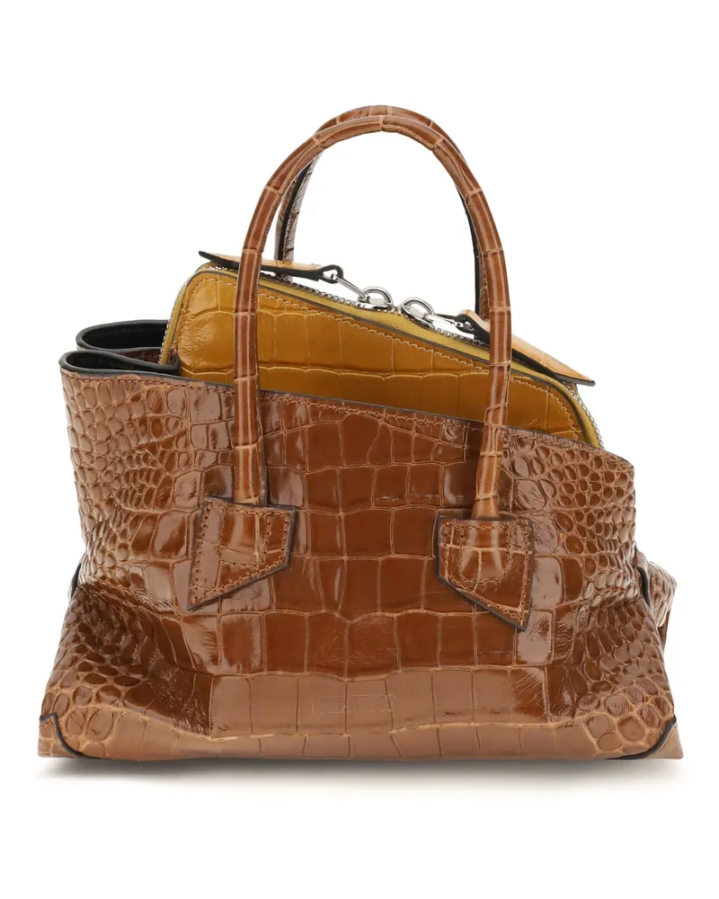 ATTICO Women's Mini Handbag La Passeggiata Leather Brown Calf Handbags Hand Bags Brown