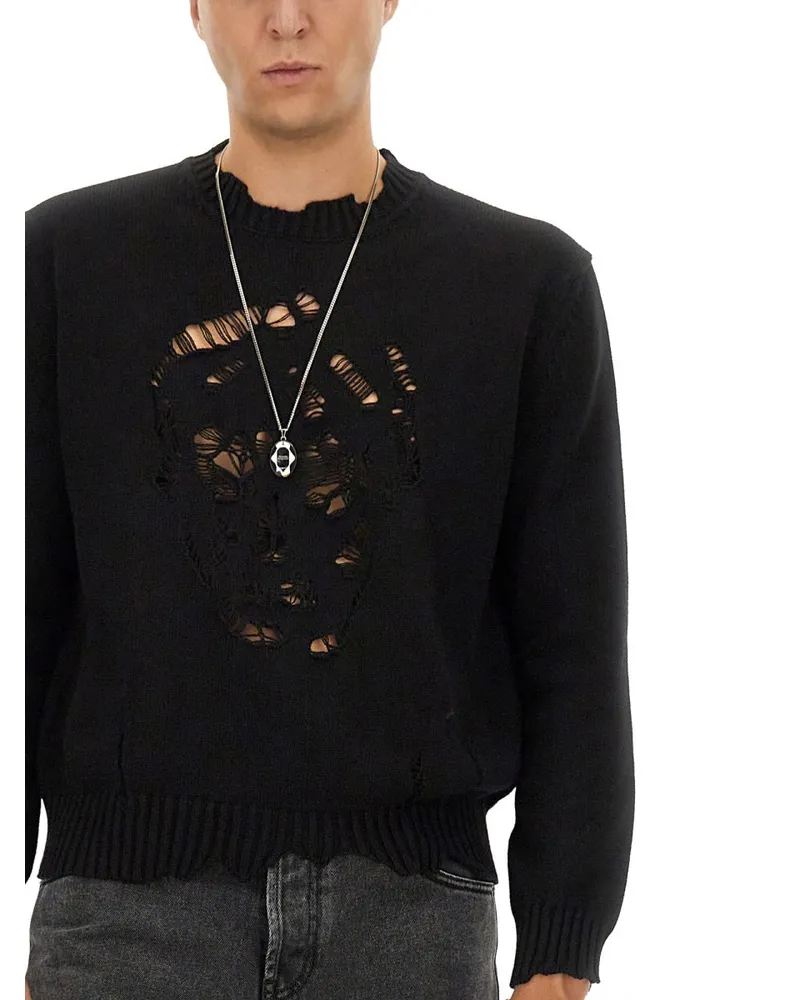Alexander McQueen Skull-Motif Cotton Sweater — Black Black