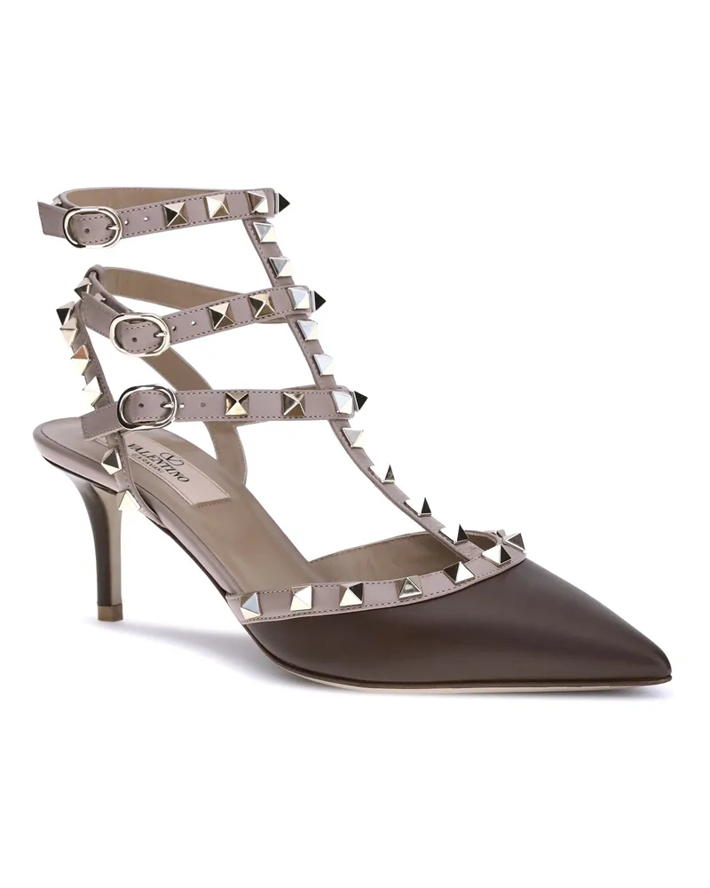 Valentino Garavani Women's Rockstud Pumps Light Coffee-Poudre Calf Leather Bos Taurus Coffee/poudre High Heel Shoes Light