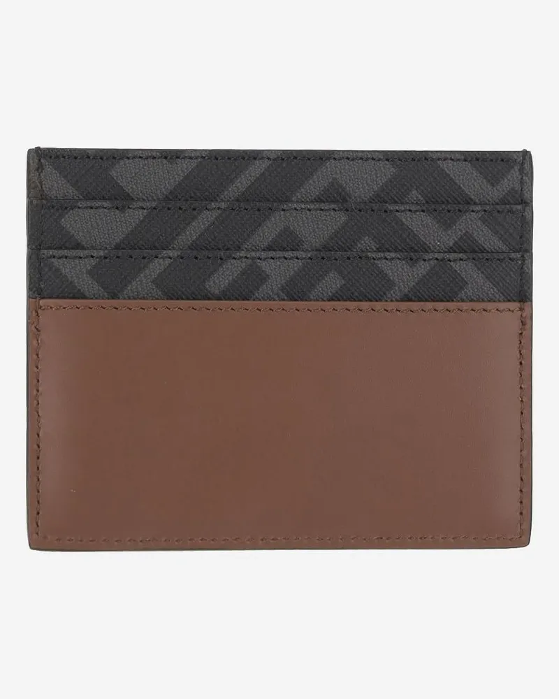 Fendi Men's Card Holder Brown Leather Wallets & Cardholders Brown