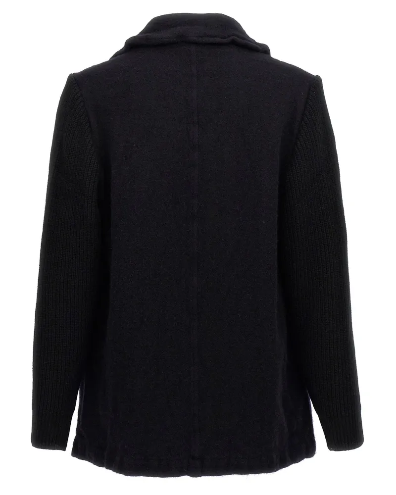 Comme des Garçons Men's Blue Wool Coat Clothing Black