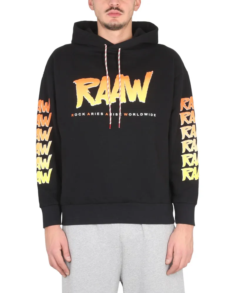 Aries Logo-Print Cotton Sweatshirt — Black Black