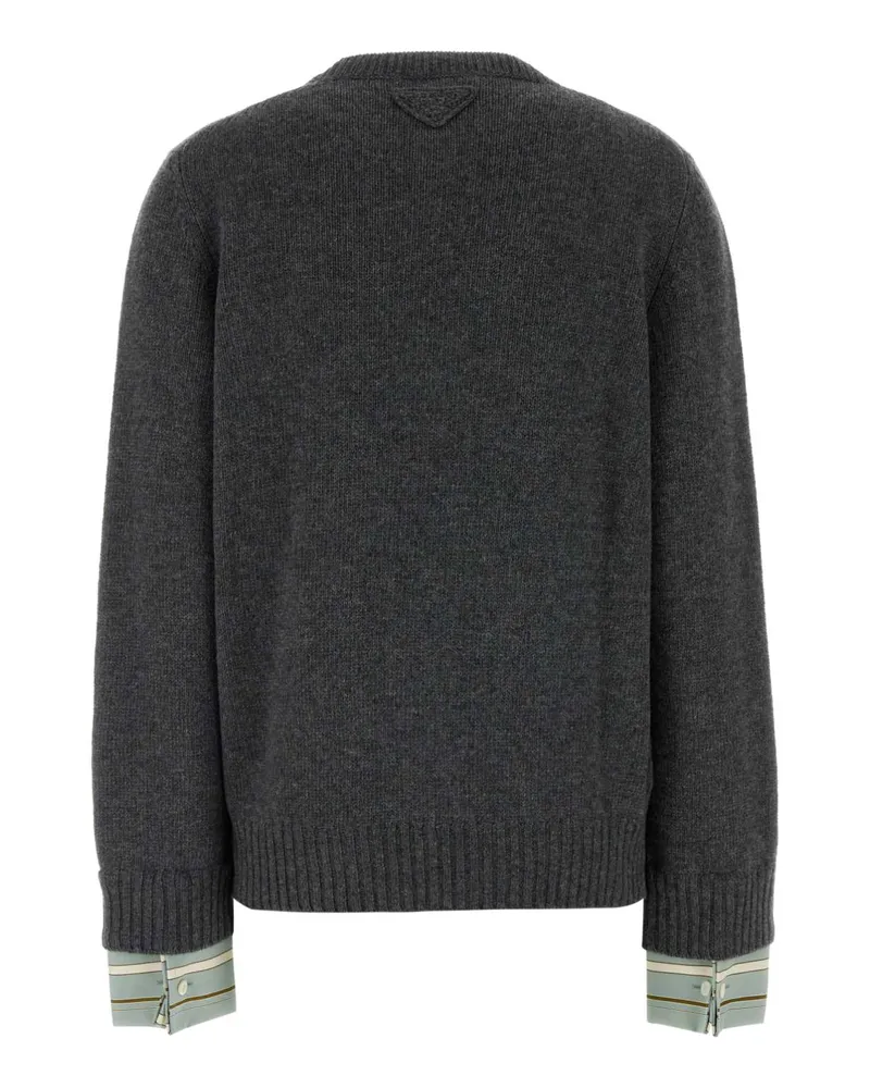 Prada Women's Dark Grey Wool Blend Sweater Ardesia Maglieria Gray