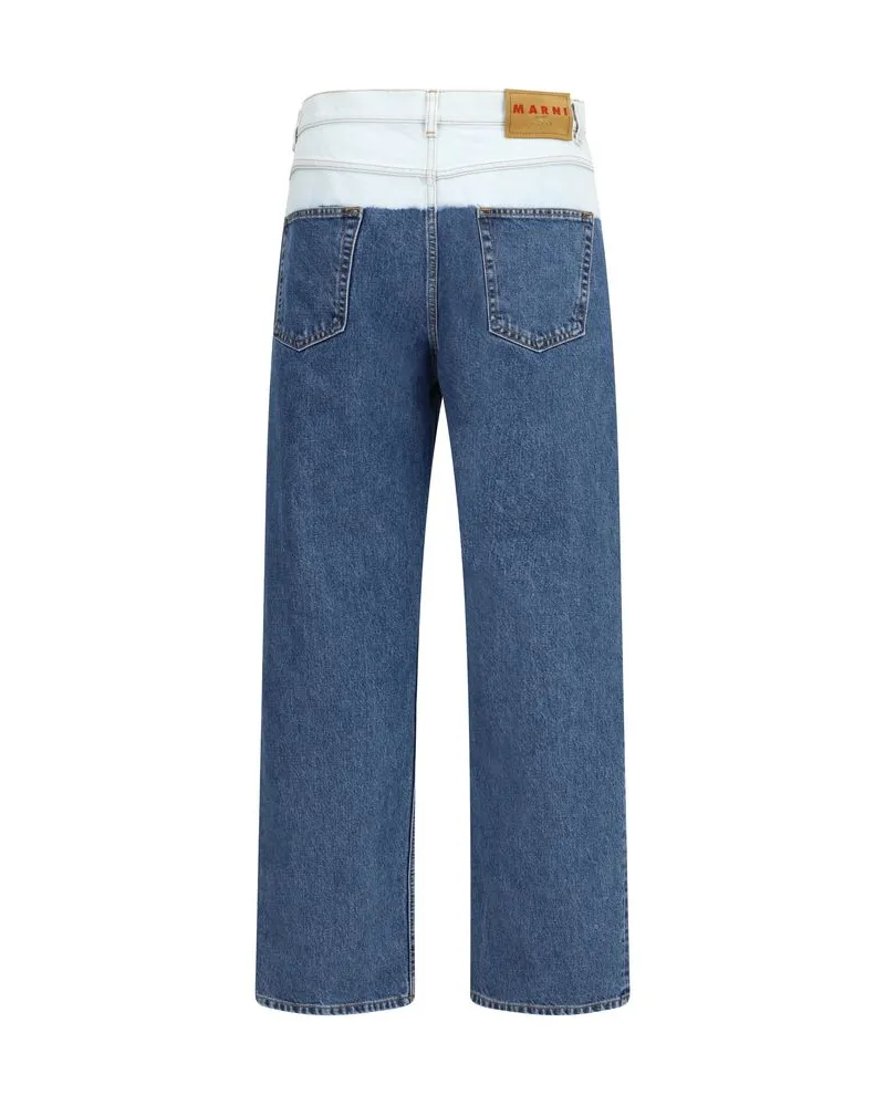 Marni Men's Blue Cotton Straight-Leg Jeans Clothing Blue