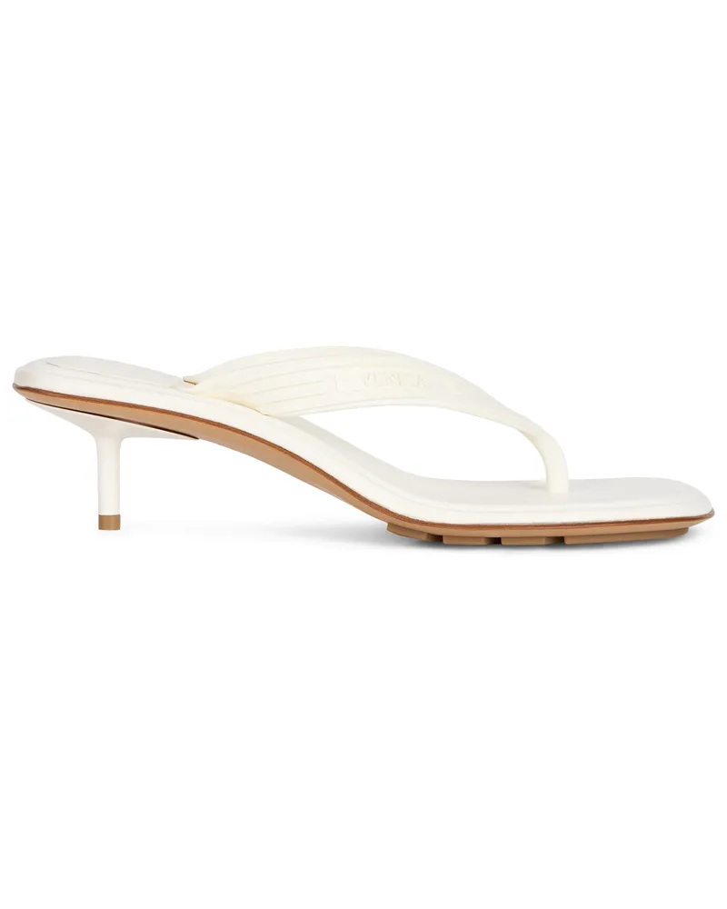 Bottega Veneta Women's Heeled Flip-Flops Sampieri White Lambskin Leather Shoe White