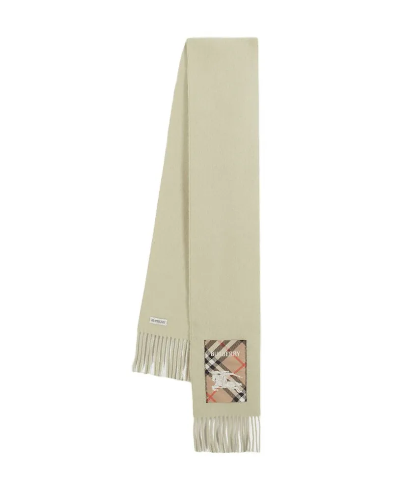 Burberry Unisex Solid Label Scarf -  Cashmere White Beige Accessories Beige
