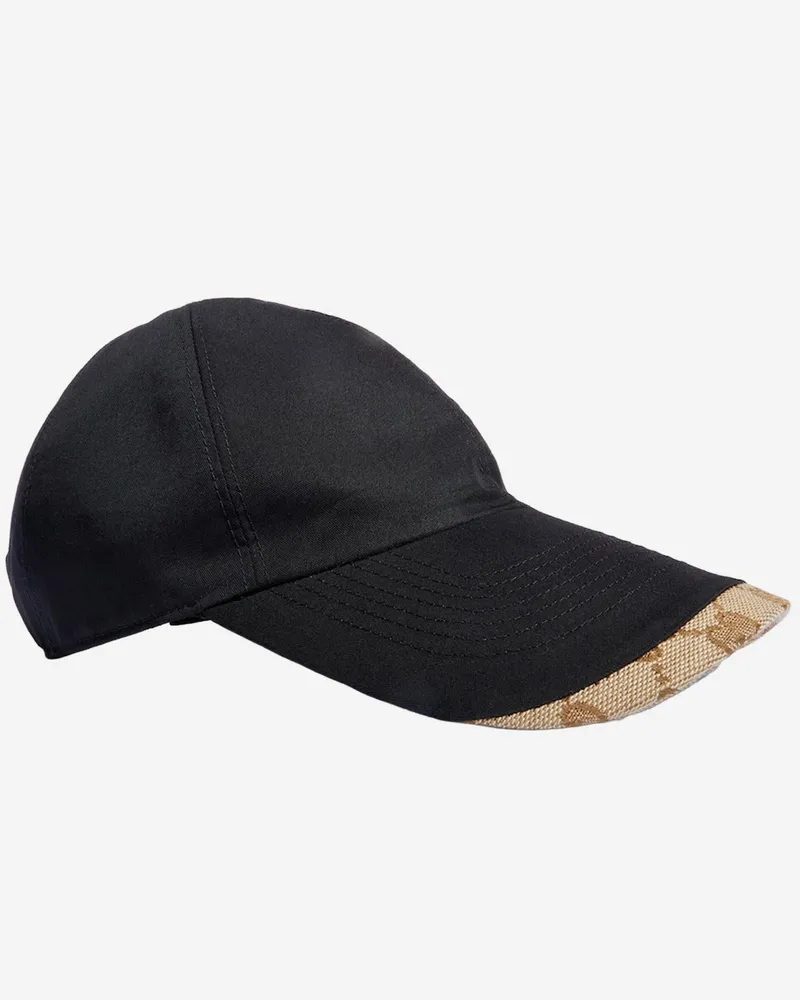 Gucci Men's Baseball Cap Cotton-Blend Black Hat Black
