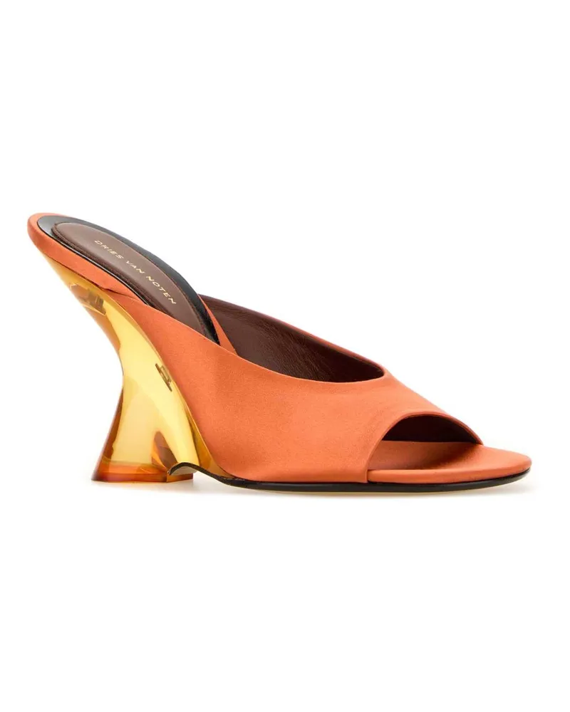 Dries van Noten Women's Orange Satin Mules Rust Sneaker Sandal Orange