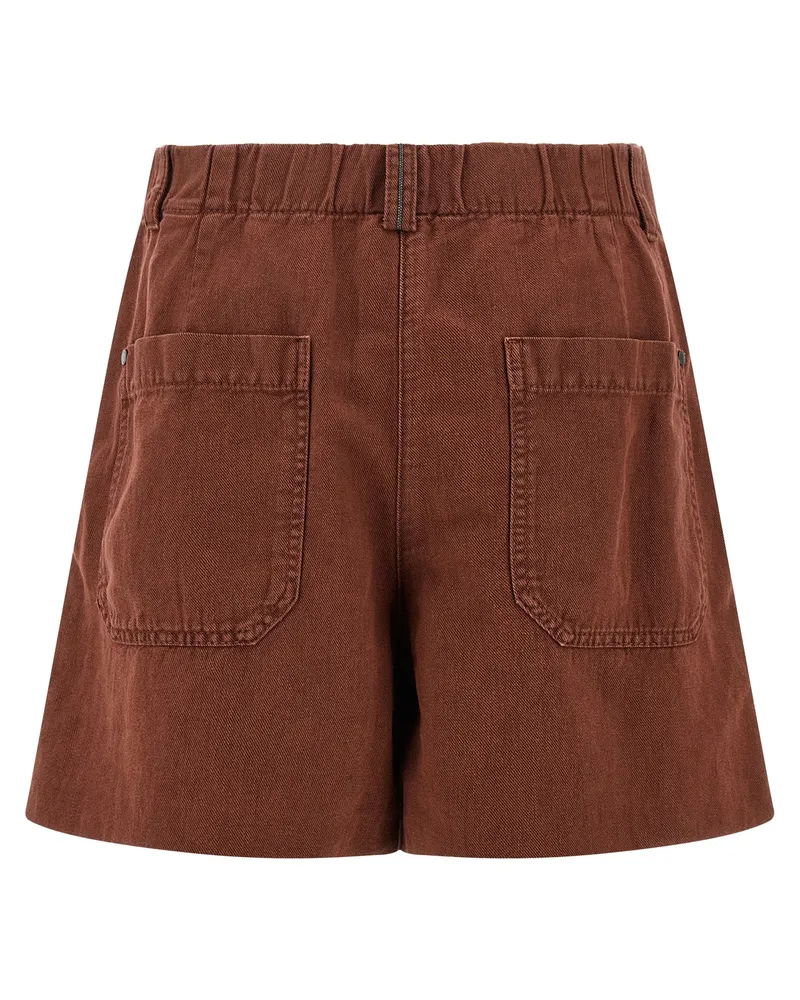 Brunello Cucinelli Women's Multicolor Cotton Bermuda Shorts Brown