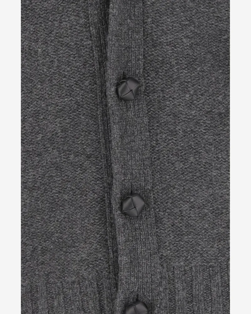 Bottega Veneta Men's Grey Wool V-Neck Cardigan Sweater Gray