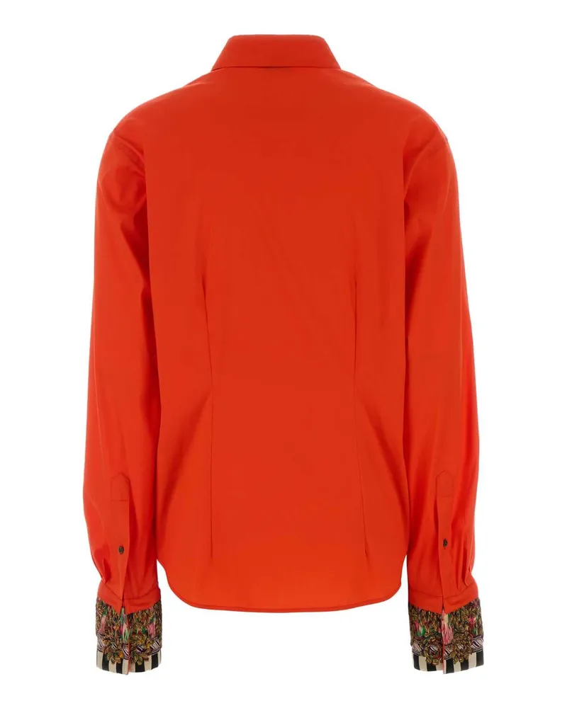 Dries van Noten Contrast Cuff Poplin Shirt — Red Red