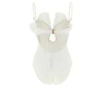 Women's White Polyamide One-Piece Swimsuit Clothing