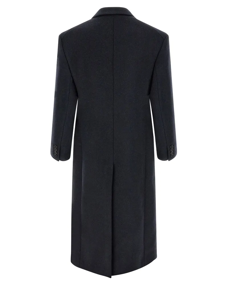 Saint Laurent Men's Blue Wool Coat Clothing Navy