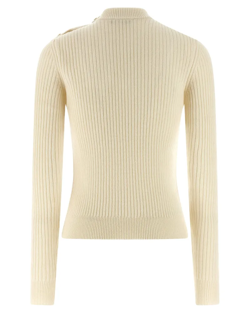 Balmain Ribbed Cashmere and Virgin Wool Sweater — Cream Cream