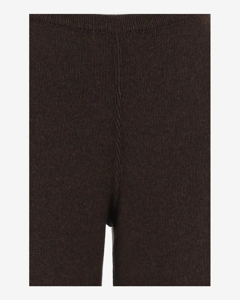 Bruno Manetti Women's Wool And Cashmere Knit Trousers Dark Brown Virgin Brown