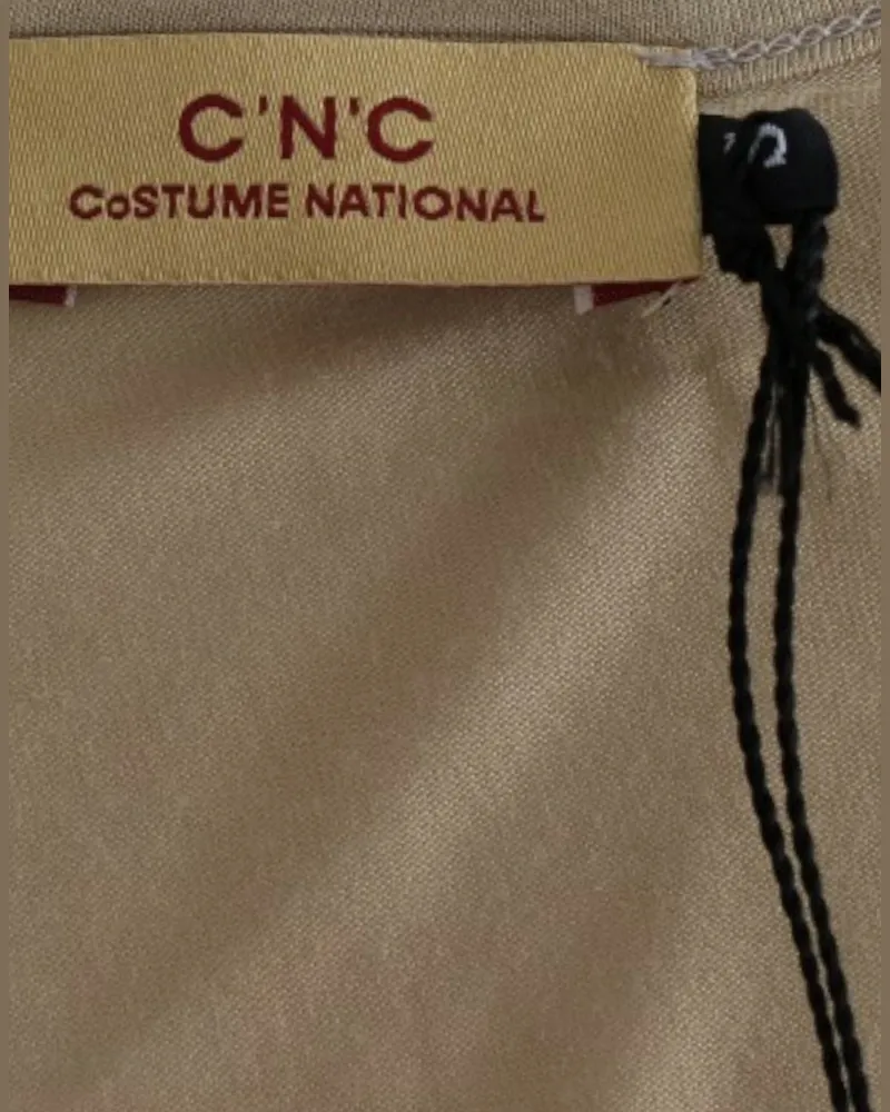 CoSTUME NATIONAL Women Beige Motive Print T-Shirt Polyester Beige