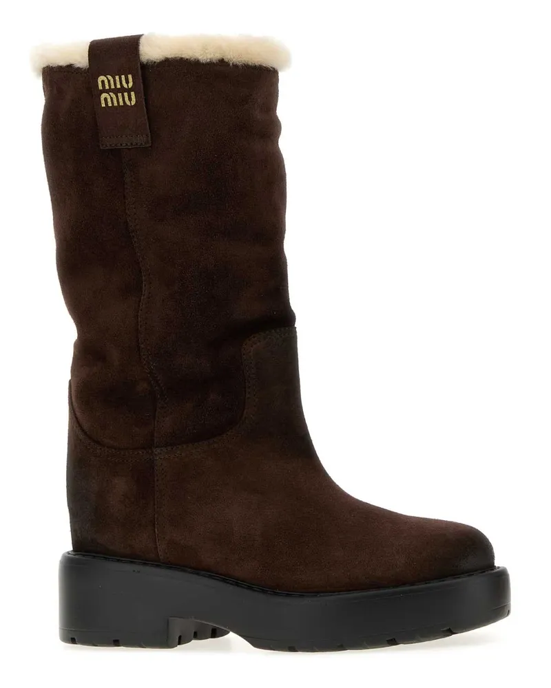 Miu Miu Moro Vitello-Ovis Aries Stivali Boot Brown