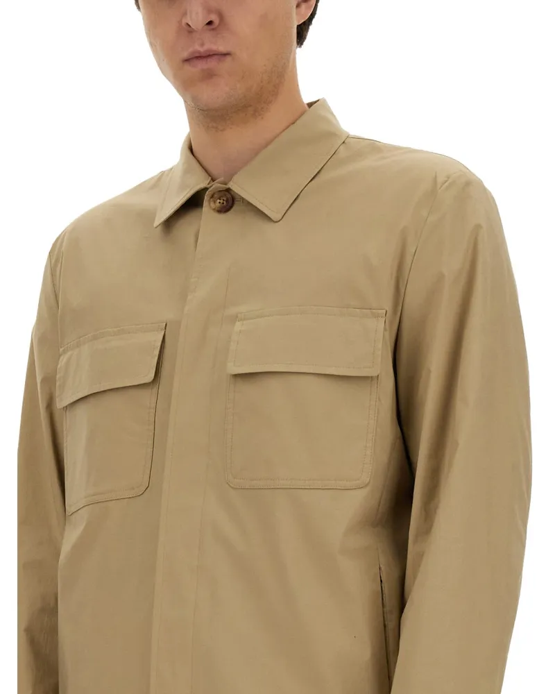 LARDINI Cotton Shirt Jacket — Beige Beige