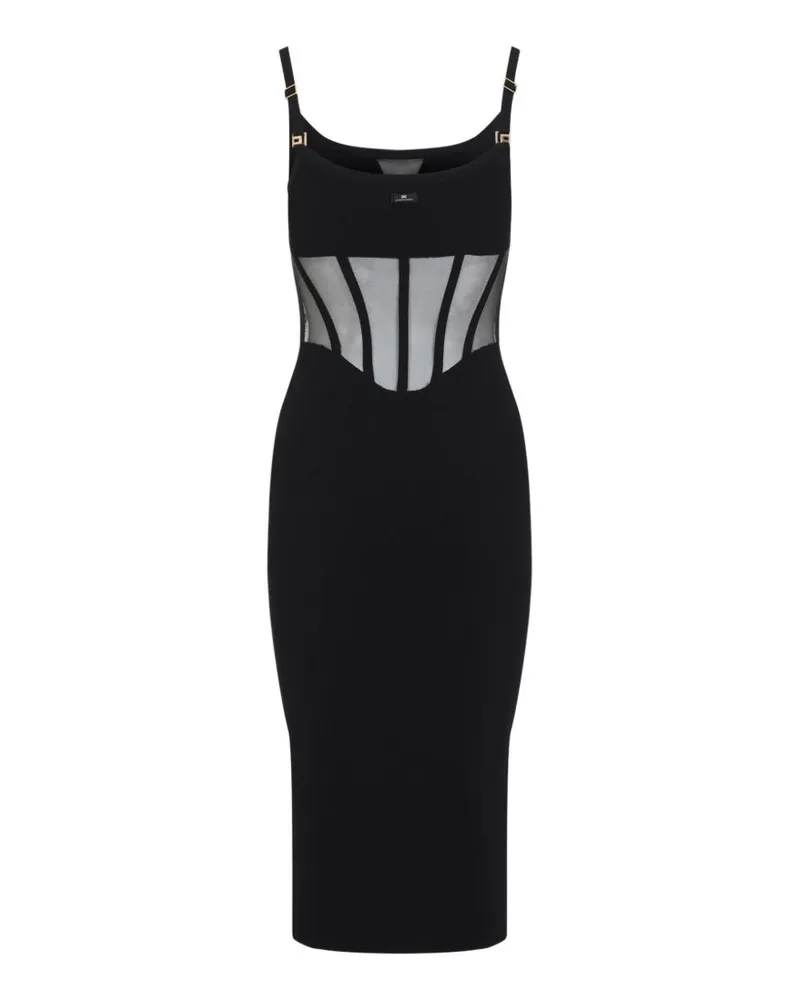Elisabetta Franchi Corset-Panel Midi Dress — Black Black