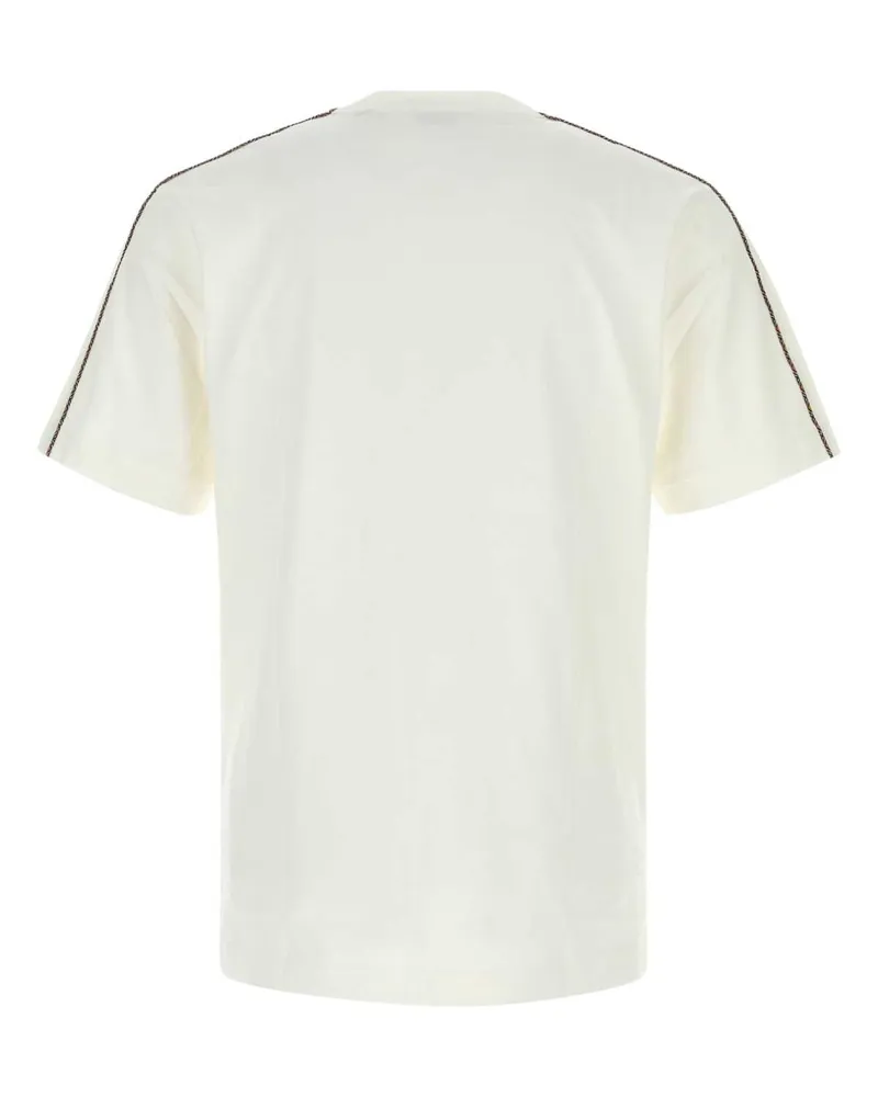 Burberry Men Striped-Sleeve Cotton T-Shirt White White
