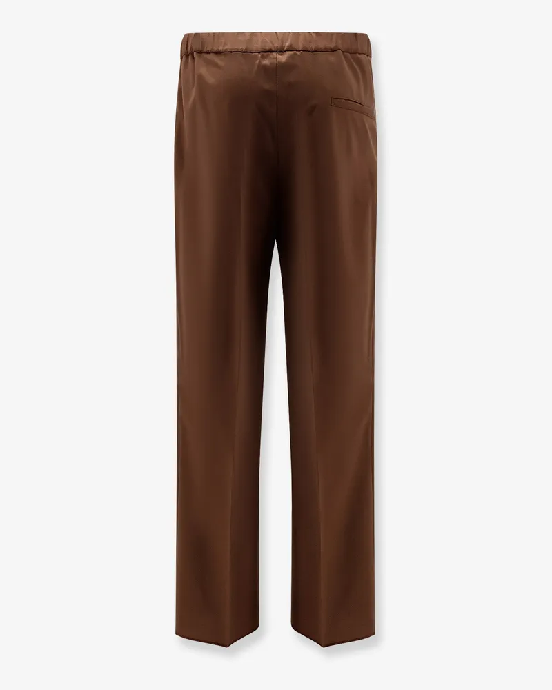 Hevò Men Wool Blend Trousers Brown Polyester Brown