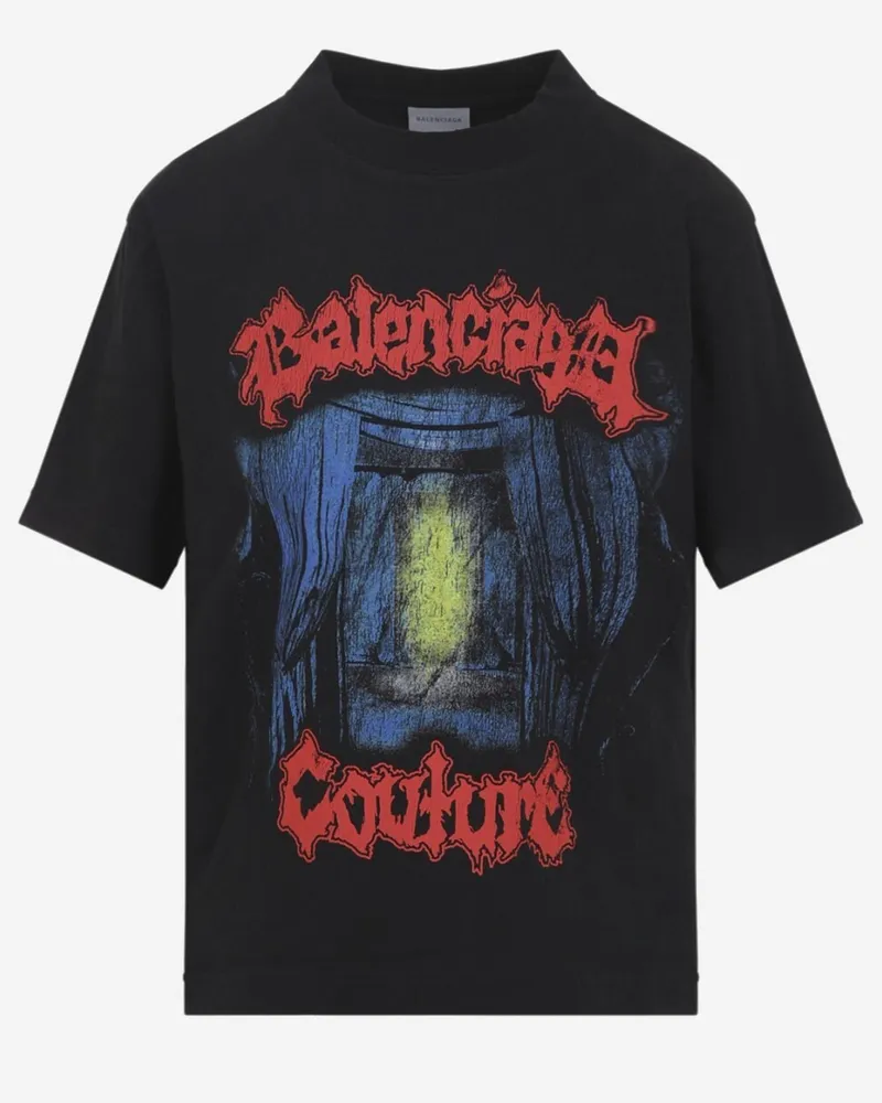 Balenciaga Men's T-Shirt Cotton Black T-Shirts And Polos Black