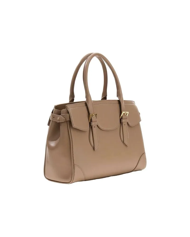 Guess Women's Shoulder Bag Taupe Cow Leather - Satchel-Bags Taupe
