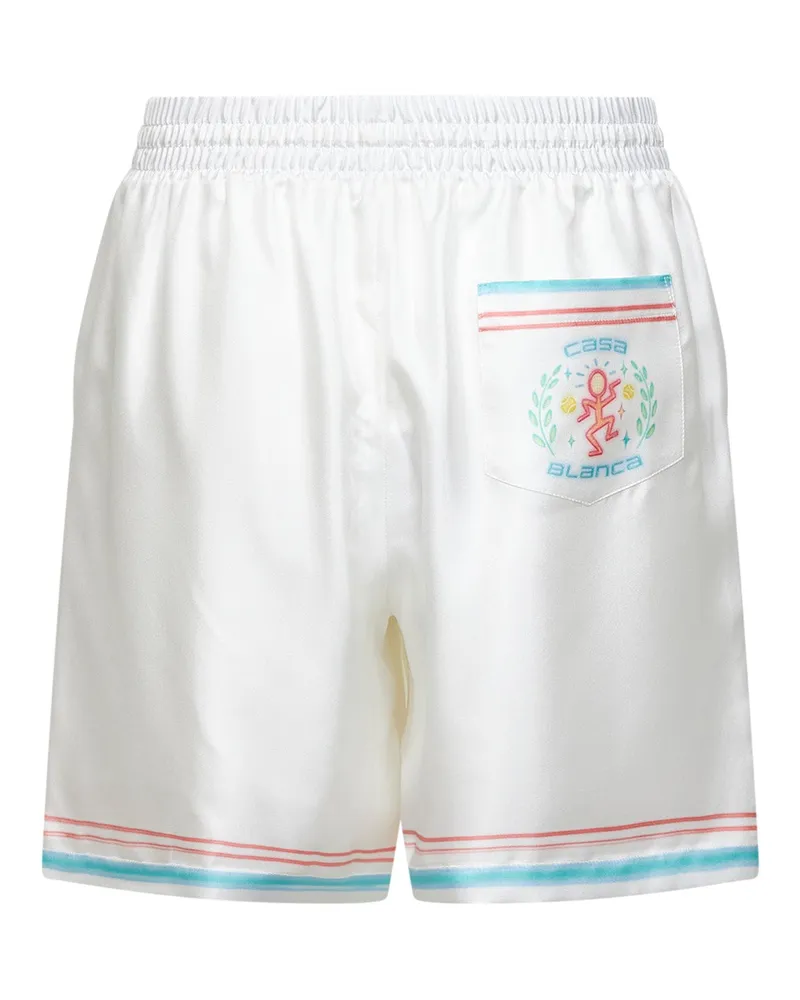 Casablanca Paris Men's White Silk Twill Dance Joy Shorts White