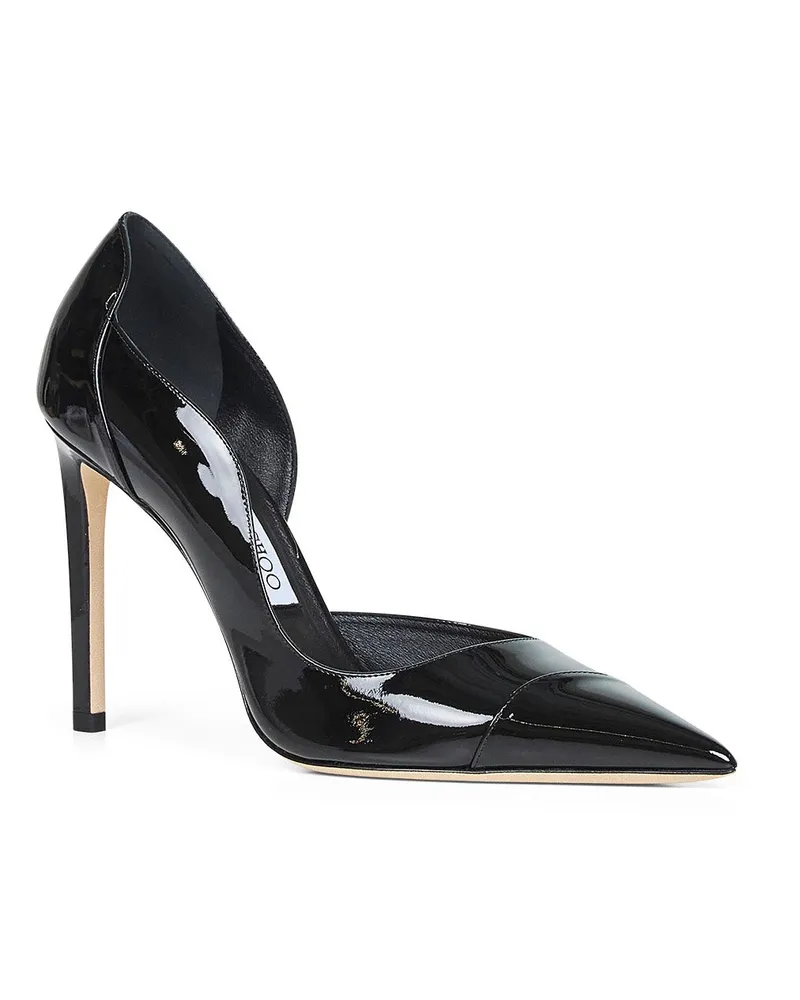 Jimmy Choo Women's Black Patent Leather Brigitte 100 Pumps High Heel Shoes Black