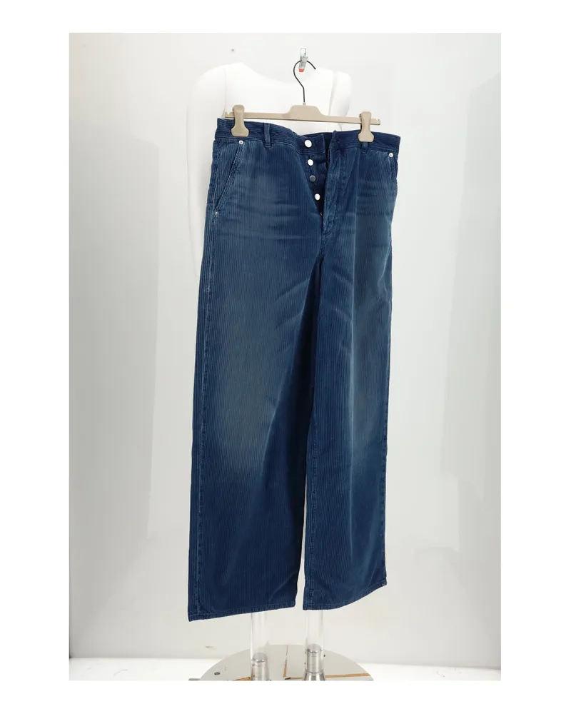 Dior Men's Trousers Velvet Blue Cotton Blue