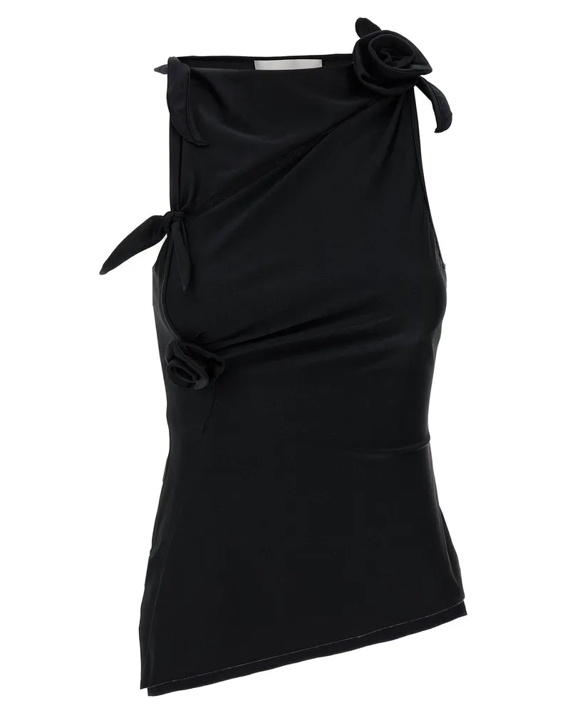COPERNI Asymmetric Floral Cut-Out Tank Top — Black Black