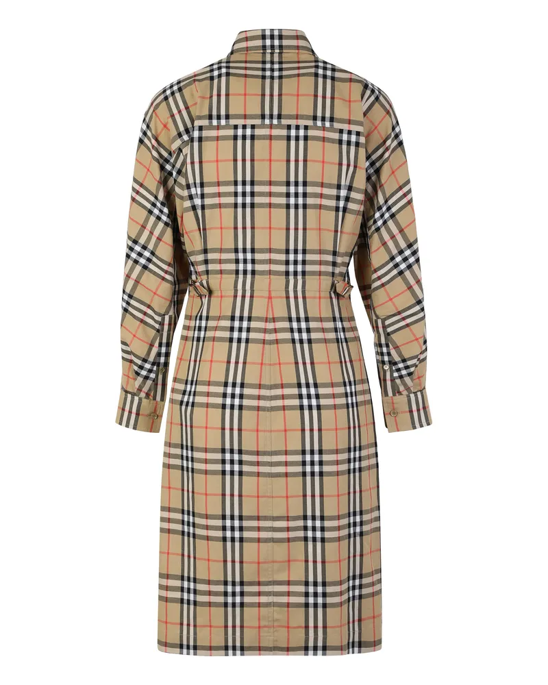 Burberry Women's Chiffon Check Dress Sand Ip Cotton Beige