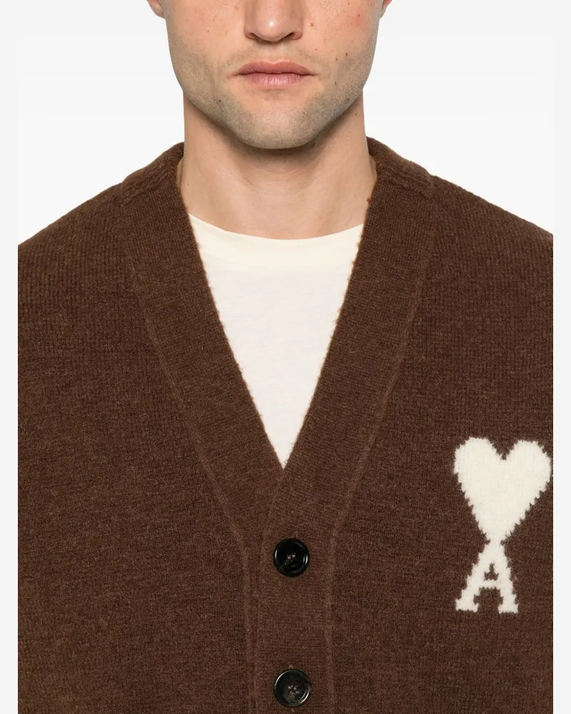 AMI Paris Cardigan — Brown Brown