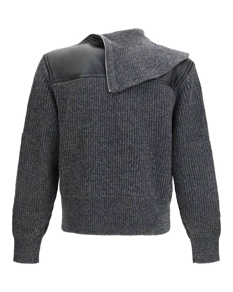 Bottega Veneta Merino Wool Ribbed Sweater — Gray Gray
