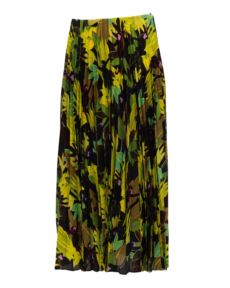 Valentino Garavani Women's Green Print Pleated Skirt Black