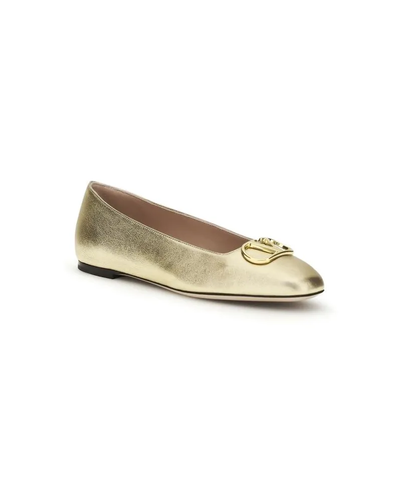 Valentino Garavani Women's Gold Napa Leather - Calf Bos Taurus Ballet Flats Gold